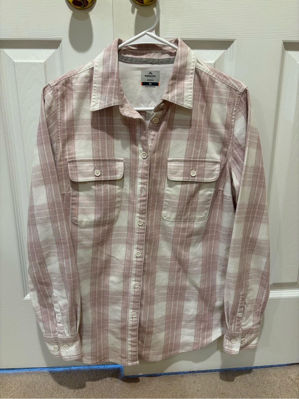 Ridgecut tough wear Pink and White Plaid Button-Front Shirt
